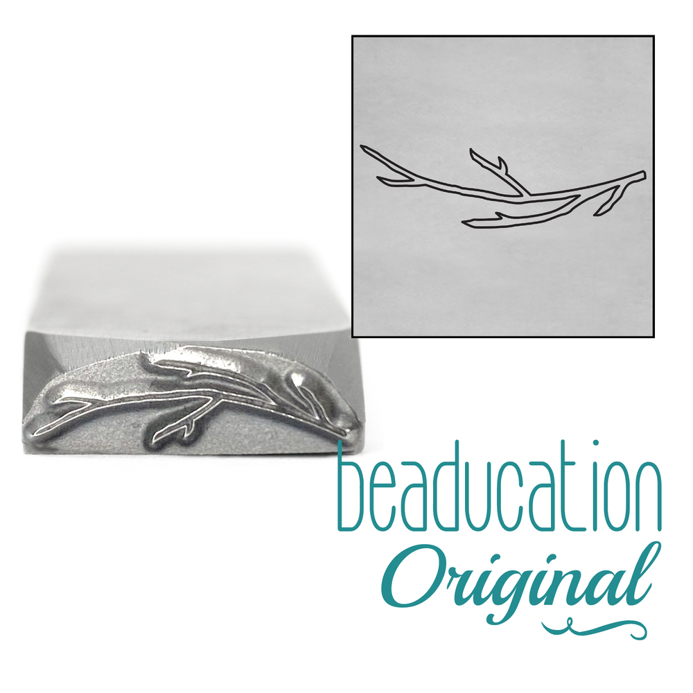 Metal Stamping Tools Stick / Branch Metal Design Stamp Pointing Left, 17mm - Beaducation Original